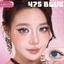 Lens mắt 475 Blue màu xanh trơn viền đen nhạt tự nhiên, size nhỏ - LUNA EYES brand