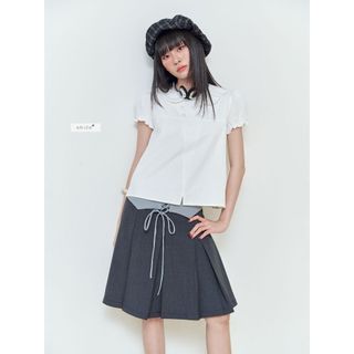 𝐌𝐞𝐥𝐢𝐬 𝐒𝐤𝐢𝐫𝐭 - Chân váy lửng nữ thiết kế xếp ly phối màu dây đan phong cách Hàn Quốc nhien.official NCV00022