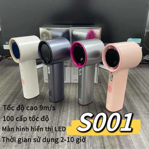 Máy Quạt Cầm Tay Cao Tốc Mới S001 - 100 Cấp Tốc Độ, Mini Di Động, Sạc USB, Tuabin, Hiển Thị Số