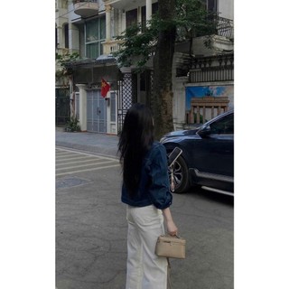 LOU BAE| (HÀNG QC) Áo Khoác Nữ Tay Dài Dáng Ngắn Chất Jeans