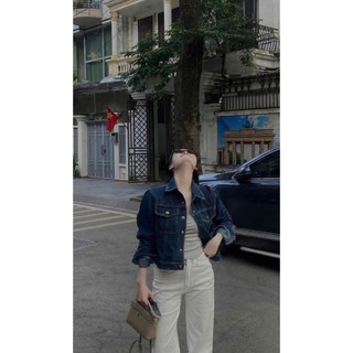 LOU BAE| (HÀNG QC) Áo Khoác Nữ Tay Dài Dáng Ngắn Chất Jeans