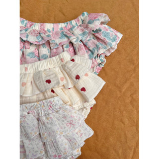Quần chip Xô muslin nhún bèo 2 tầng dễ thương cho bé gái