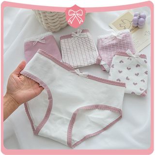 Quần lót nữ cotton kháng khuẩn viền ren đính nơ xinh xắn cạp vừa tôn dáng co giãn vừa DEVARI L110