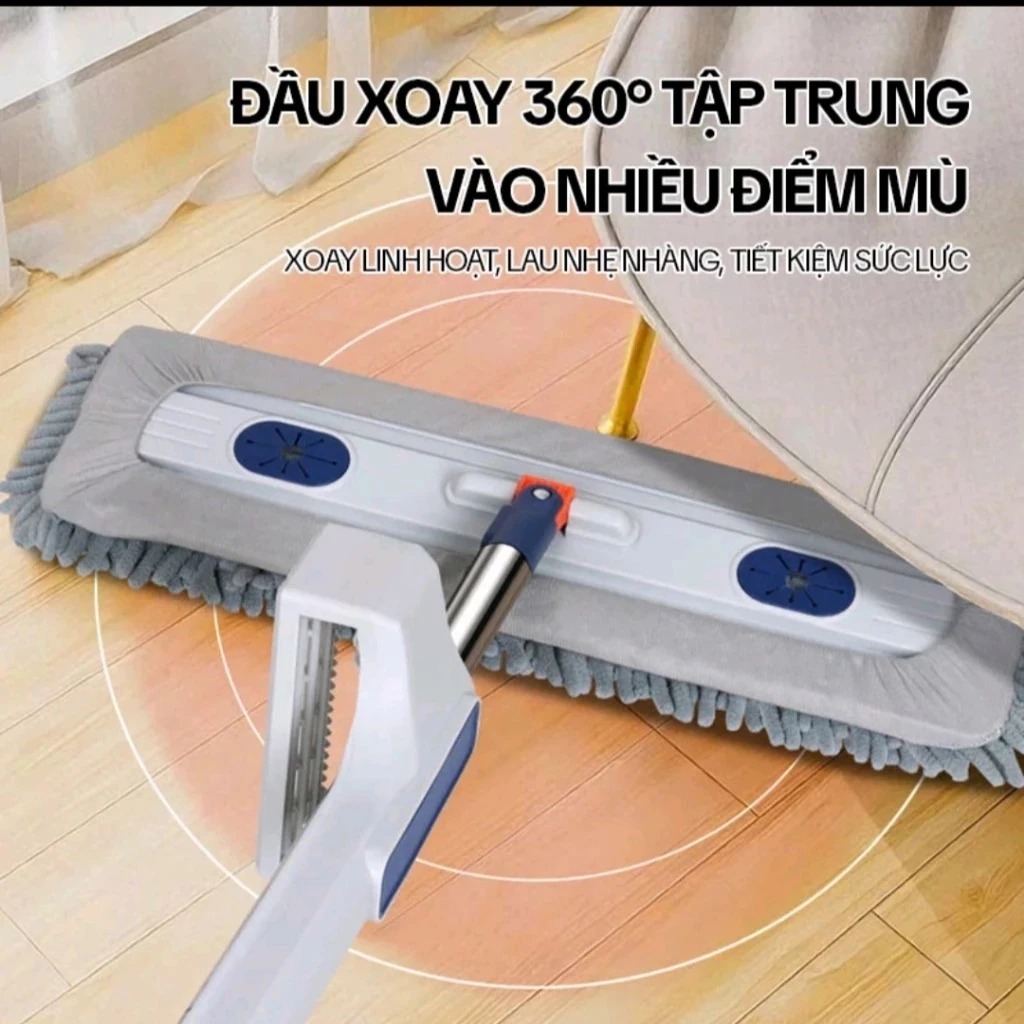 Cây Lau Nhà Tự Vắt 45cm - Cây Lau Sàn Tiện Lợi Bông Lau San Hô Sợi Microfiber Siêu Thấm Hút