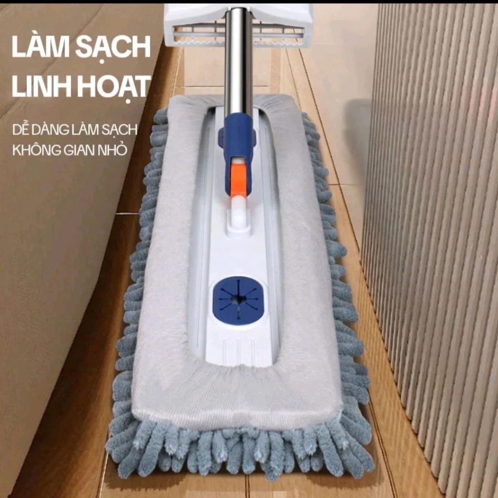 Cây Lau Nhà Tự Vắt 45cm - Cây Lau Sàn Tiện Lợi Bông Lau San Hô Sợi Microfiber Siêu Thấm Hút