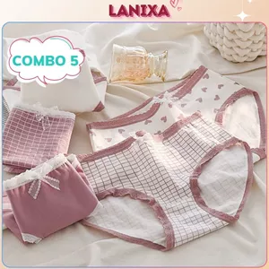 COMBO 3-5 Quần lót nữ cotton thoáng khí thấm hút mồ hôi co giãn linh hoạt đáy 2 lớp LANIXA L110 -CB