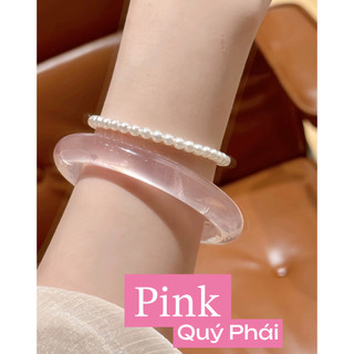 Vòng tay đá thạch anh Hồng nguyên khối tự nhiên ( tinh thế trong suốt ) hàng AA - đá phong thuỷ tuấn trần