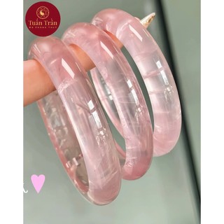 Vòng tay đá thạch anh Hồng nguyên khối tự nhiên ( tinh thế trong suốt ) hàng AA - đá phong thuỷ tuấn trần