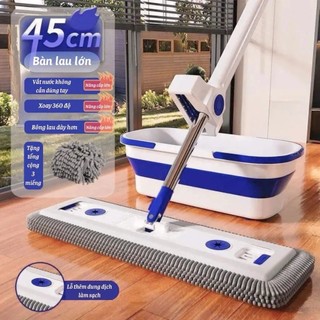 Cây Lau Nhà Tự Vắt 45cm x12cm , Xoay 360 Độ tặng kèm 2 bông san hô 2026 ( hàng loại 1 HOT )