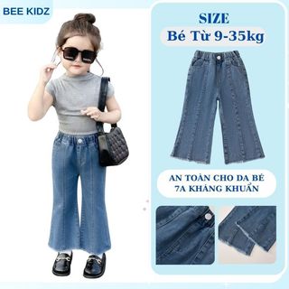 Quần Cho Bé Gái, Quần Jean Ống Loe Cho Bé Gái Thiết Kế Đơn GIản Chất Liệu Jean Mềm Mại