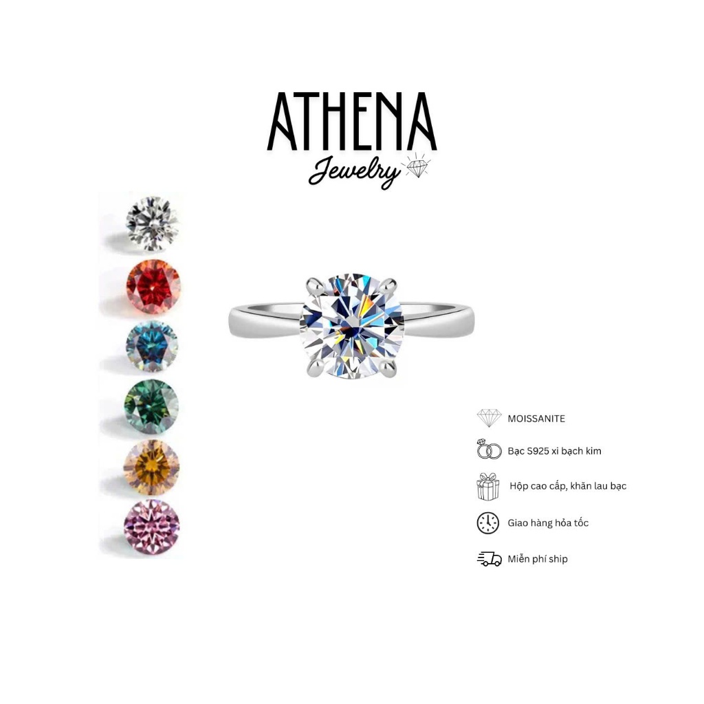 [5mm] Nhẫn 4 Chấu Moissanite đá moissanite 5mm – Bạc S925 Xi Bạch Kim – Nhẫn Nữ Sang Trọng, Nhẫn Cầu Hôn