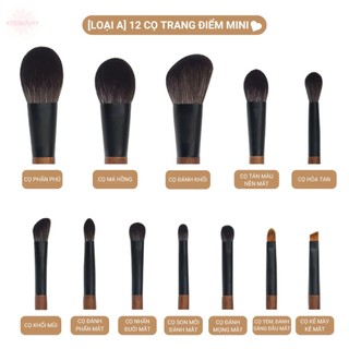 Set cọ makeup mini bộ cọ trang điểm mini 12 cọ, bộ cọ makeup cá nhân,chuyên nghiệp cho người mới