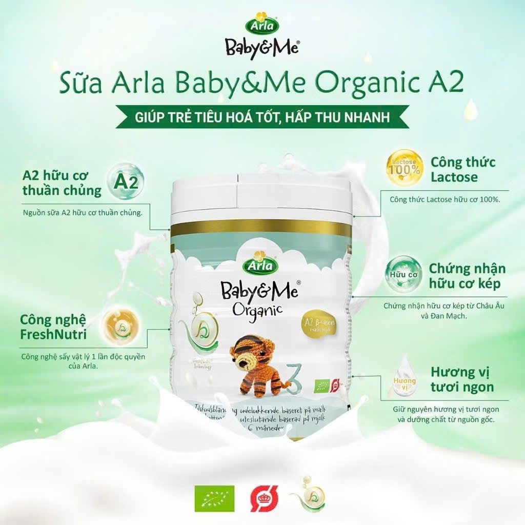 Sữa Arla Baby&Me Organic Đạm A2 600g Cho Trẻ Từ 12- 36 Tháng – Babymall & Care