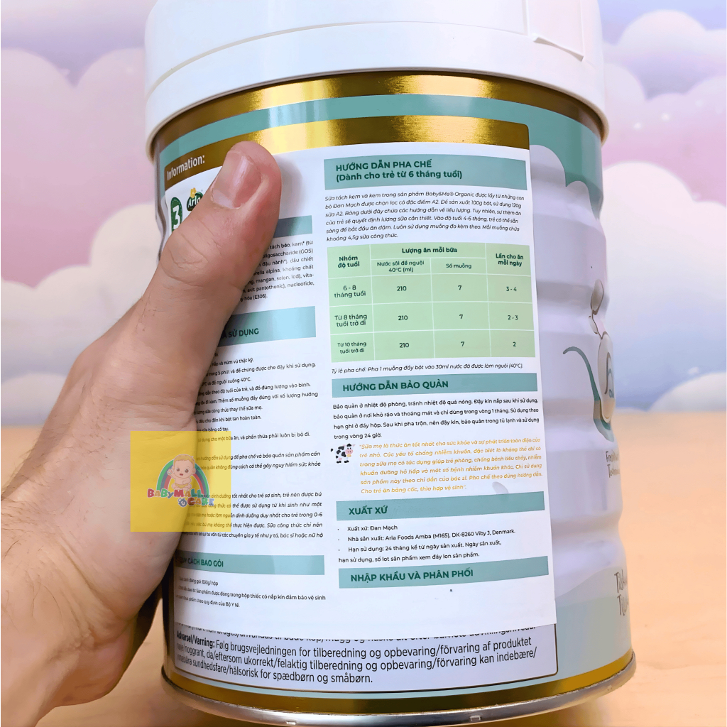 Sữa Arla Baby&Me Organic Đạm A2 600g Cho Trẻ Từ 12- 36 Tháng – Babymall & Care