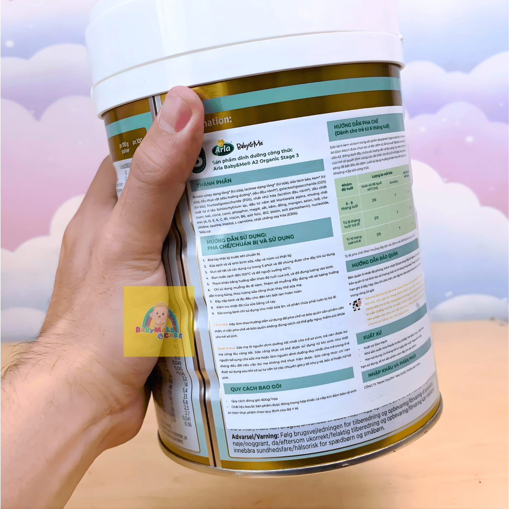 Sữa Arla Baby&Me Organic Đạm A2 600g Cho Trẻ Từ 12- 36 Tháng – Babymall & Care