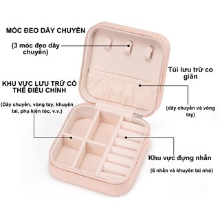 Hộp Đựng Đồ, Bảo Quản Trang Sức 5 Ngăn, Hộp Đựng Trang Sức 5 Ngăn Có Khoá Kéo, Hộp Đựng Nữ Trang Có Khoá Kéo