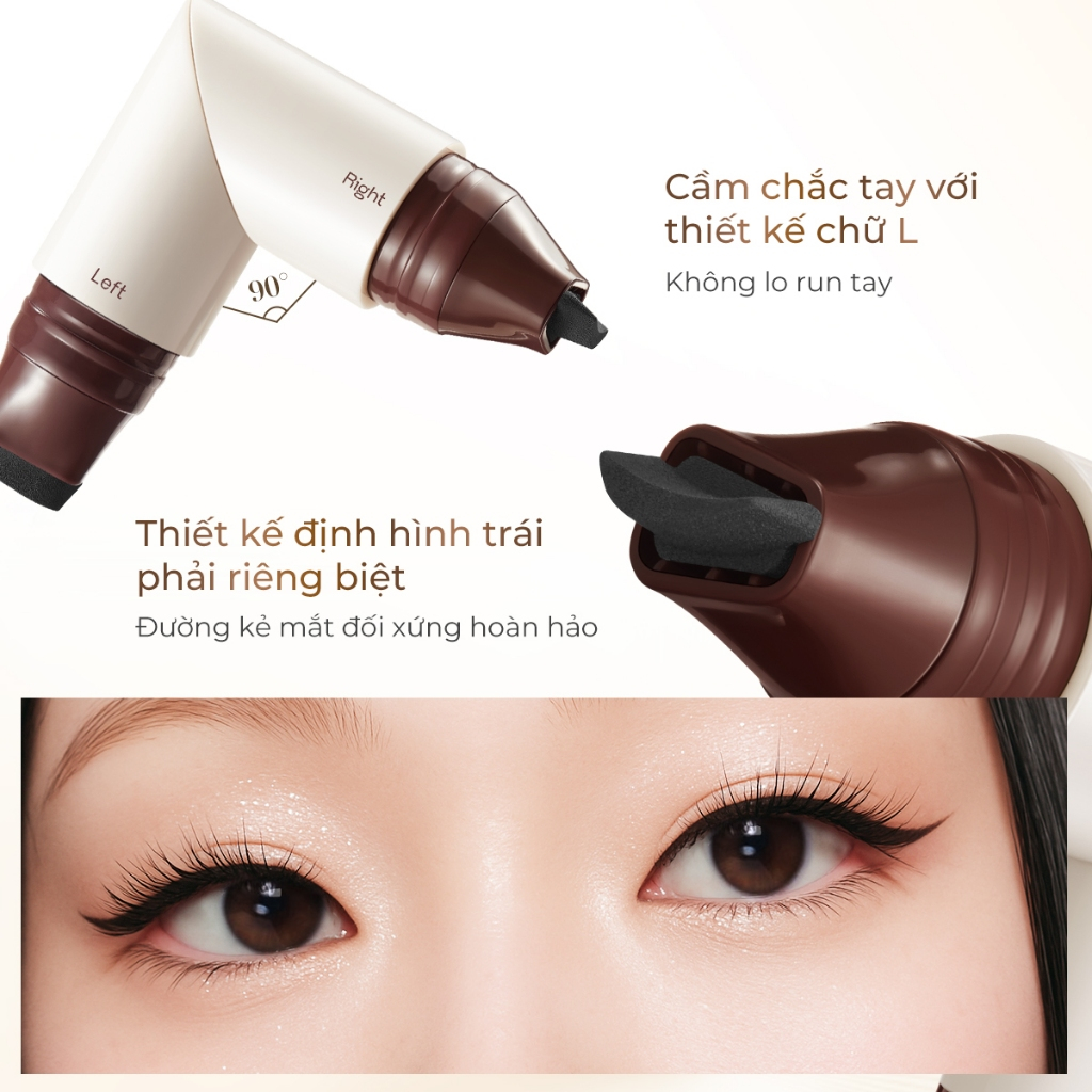 SACELADY Eyeliner 2 Đầu Tiện Lợi – Định Hình Chuẩn 2 Bên, Không Lem 2.8g