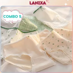 COMBO 3-5 Quần lót nữ cotton viền ren gợi cảm cạp vừa tôn dáng kiểu dáng xinh xắn LANIXA L311 -CB