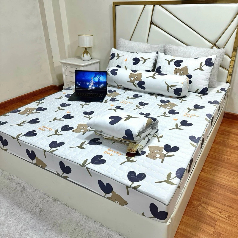 Bộ Chăn Ga Gối Mùa Hè Cotton Đũi Cao Cấp 4 Món (Chăn + Ga + 2 Vỏ Gối) Mềm Mịn Thoáng Mát Phong Cách Hàn