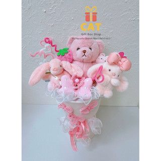 Hoa gấu bông màu hồng tặng bạn gái, bé gái - quà tặng 8/3, ngày kỷ niệm , Valentine - hoa gấu tặng sinh nhật