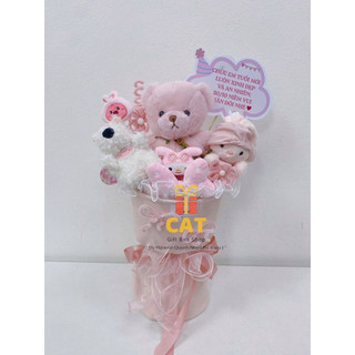 Hoa gấu bông màu hồng tặng bạn gái, bé gái - quà tặng 8/3, ngày kỷ niệm , Valentine - hoa gấu tặng sinh nhật