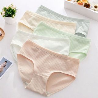 Quần lót nữ cotton găn tăm kháng khuẩn co giãn vừa phải kiểu dáng basic màu sắc pastel DEVARI L562