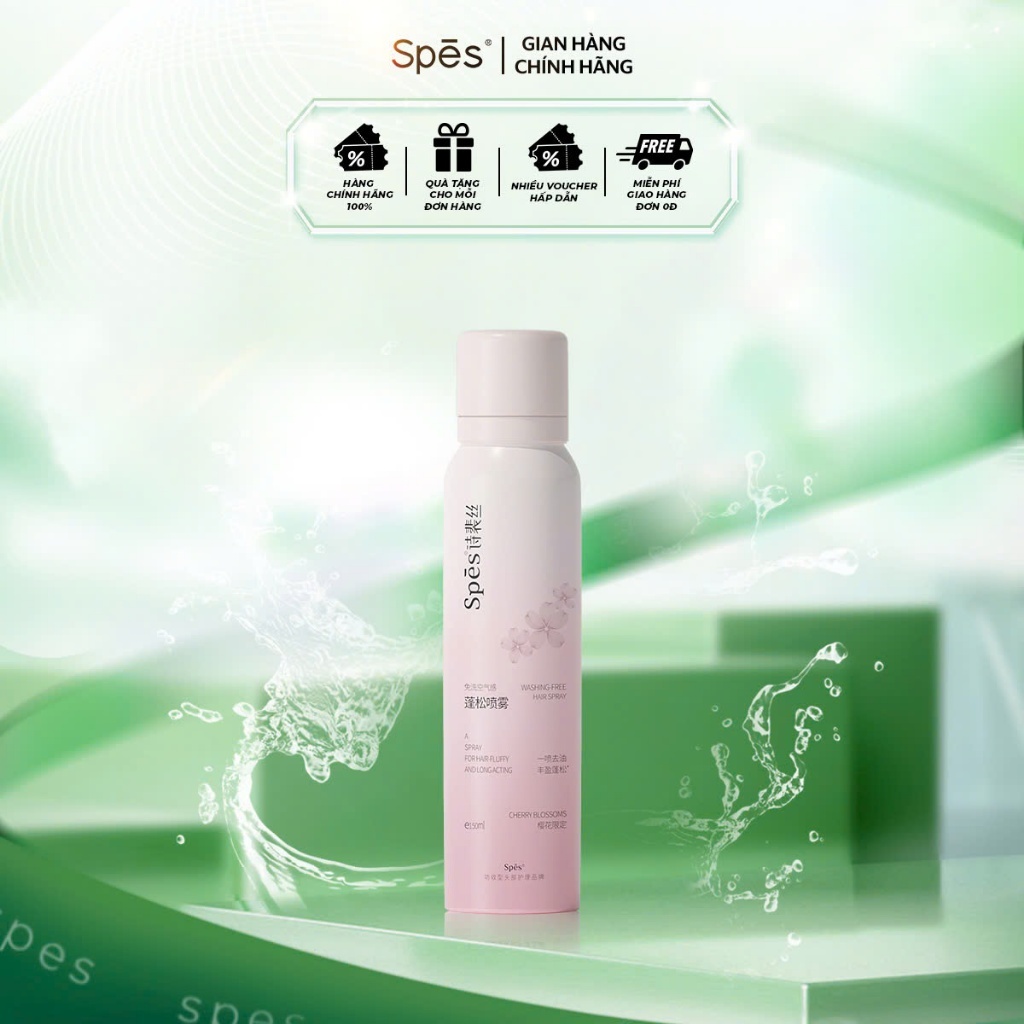 Dầu Gội Khô SPES Hương Hoa Anh Đào Giúp Tóc Bồng Bềnh, Giữ Nếp, Không Gây Bết Dính 150ml