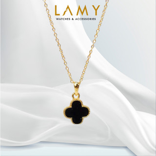 Dây chuyền nữ LAMY Black Onyx Flower Gold 6392