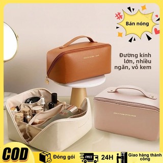 túi đựng mỹ phẩm khóa chéo túi đựng đồ cá nhân da pu chống thấm