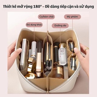 túi đựng mỹ phẩm khóa chéo túi đựng đồ cá nhân da pu chống thấm