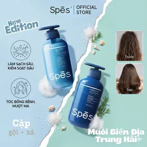 Cặp dầu gội xả SPES Muối biển Địa Trung Hải làm sạch bụi bẩn, bã , giúp tóc bồng bềnh, suôn mượt 480ml