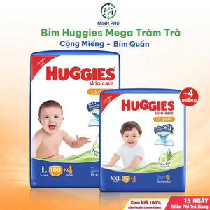 Tã Bỉm Quần Huggies Skincare Mega Jumbo M102+4/L100+4/XL84+4/XXL76+4 Chính Hãng