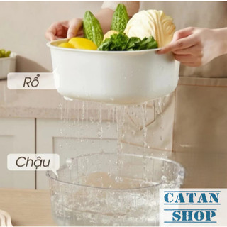 Bộ 6 Món Rổ Chậu Trong Suốt 3 Size Nhựa PP Cao Cấp Có Tay Cầm Đa Năng Tiện Lợi Tặng Kèm Sticker