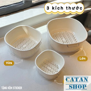Bộ 6 Món Rổ Chậu Trong Suốt 3 Size Nhựa PP Cao Cấp Có Tay Cầm Đa Năng Tiện Lợi Tặng Kèm Sticker