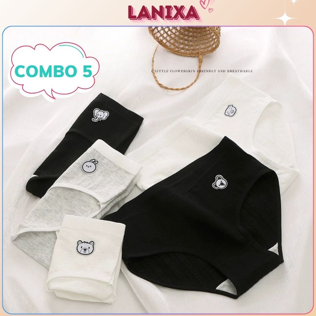 COMBO 3-5 Quần lót nữ cotton kháng khuẩn bo chun co giãn linh hoạt kiểu dáng xinh xắn LANIXA LA68