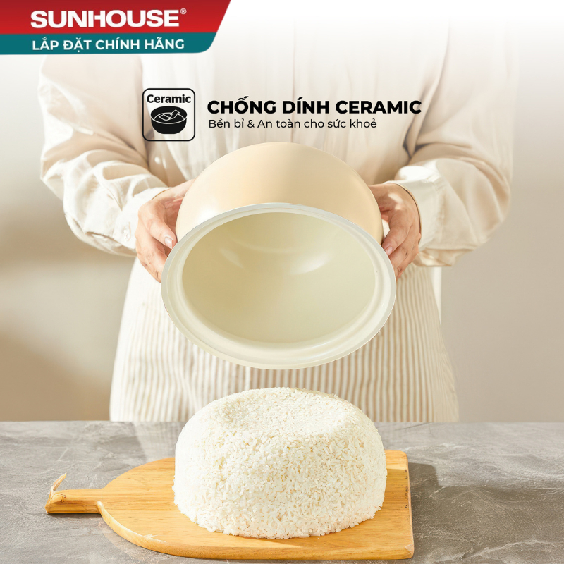 Nồi cơm điện 1.5L, 1.8L SUNHOUSE MAMA - Lòng nồi chống dính Ceramic cao cấp