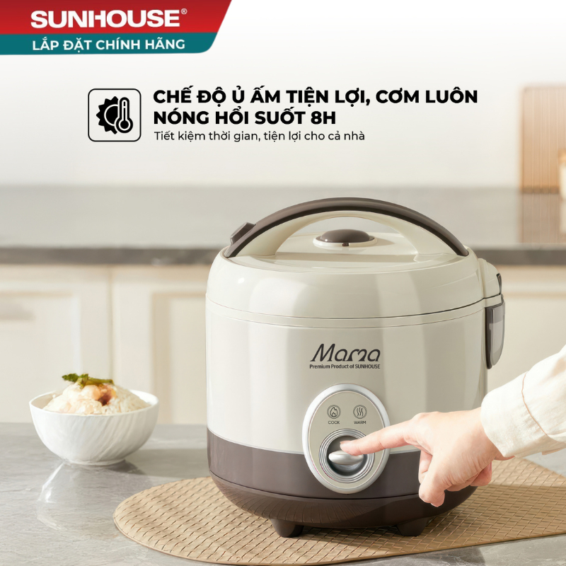 Nồi cơm điện 1.5L, 1.8L SUNHOUSE MAMA - Lòng nồi chống dính Ceramic cao cấp
