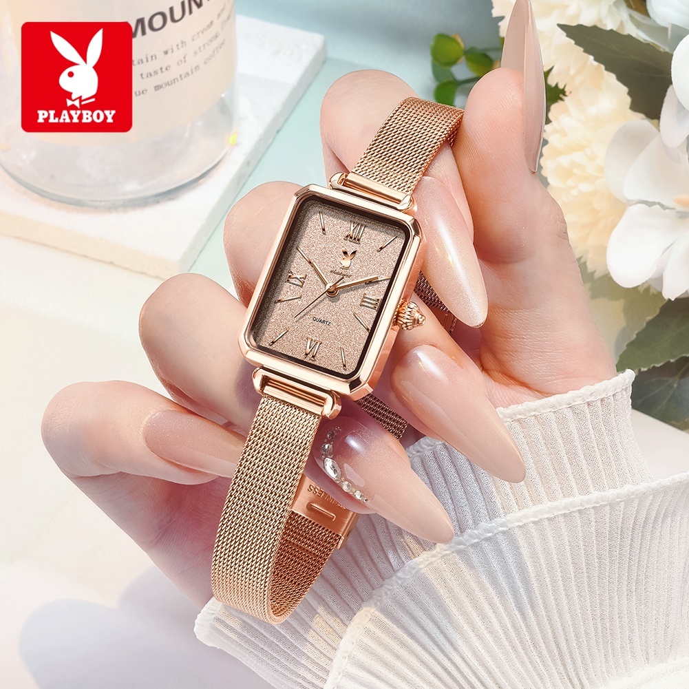PLAYBOY Đồng Hồ nữ Thạch anh Chính hãng dây đeo bằng thép không đồng hồ tinh xảo chống thấm 3100