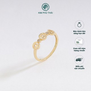 Nhẫn Nữ KIM PHÚ THÁI Vàng 10K Thiết Kế Tam Kim Tiền Đính Đá CZ Cao Cấp – NV19