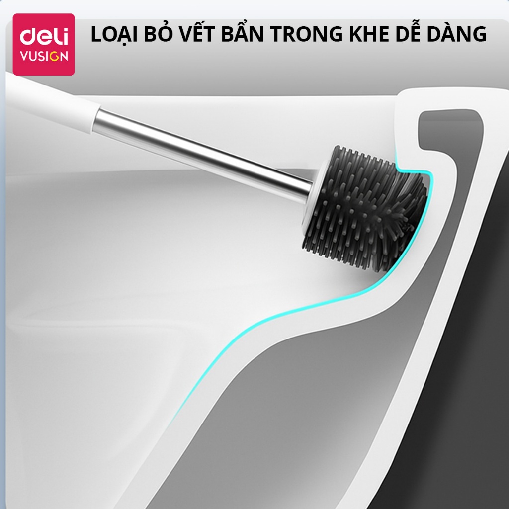 [SVIP] Cọ bồn cầu, cọ toilet nhà vệ sinh 3 trong 1 DelixVusign có thể treo tường, giá đựng tiện lợi