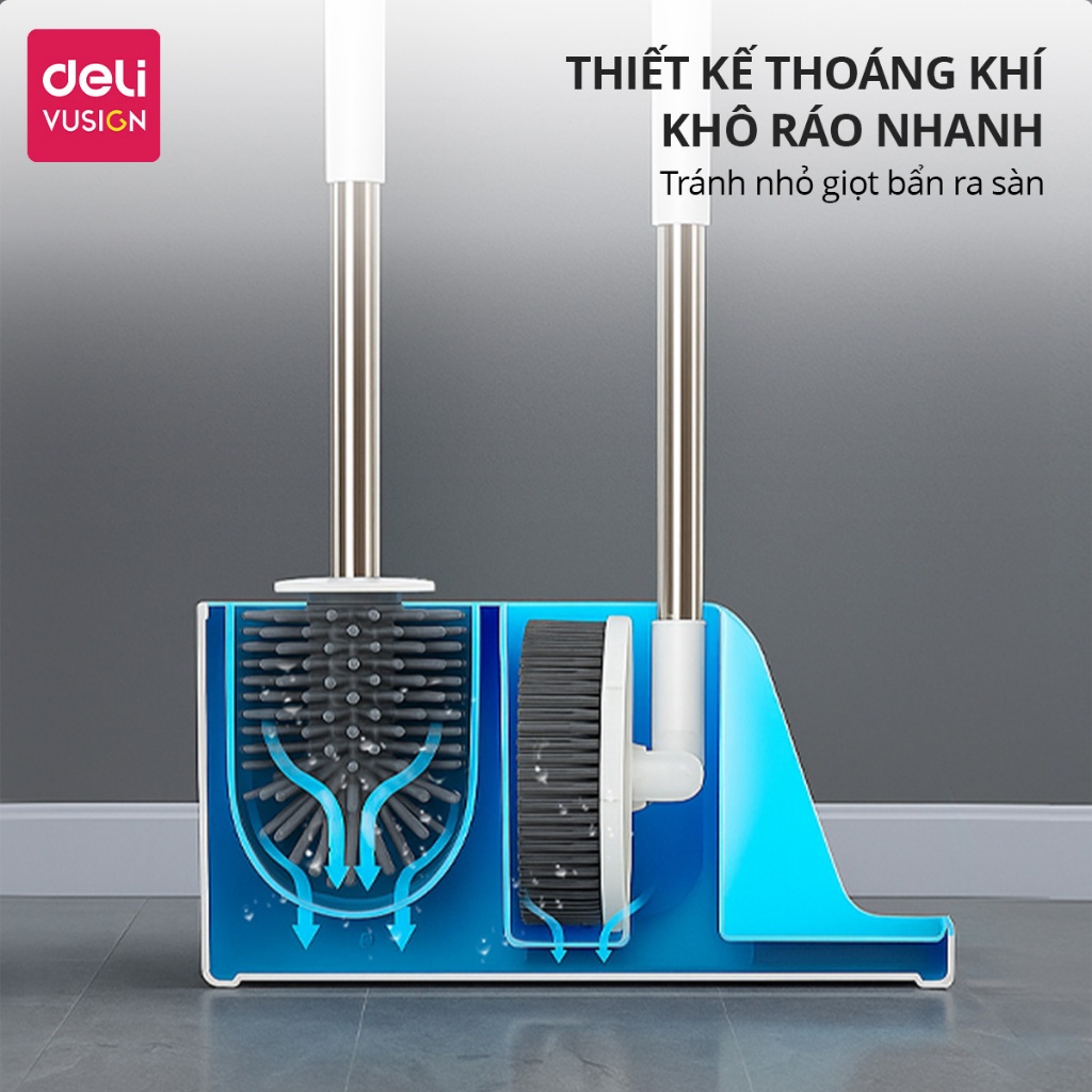 [SVIP] Cọ bồn cầu, cọ toilet nhà vệ sinh 3 trong 1 DelixVusign có thể treo tường, giá đựng tiện lợi