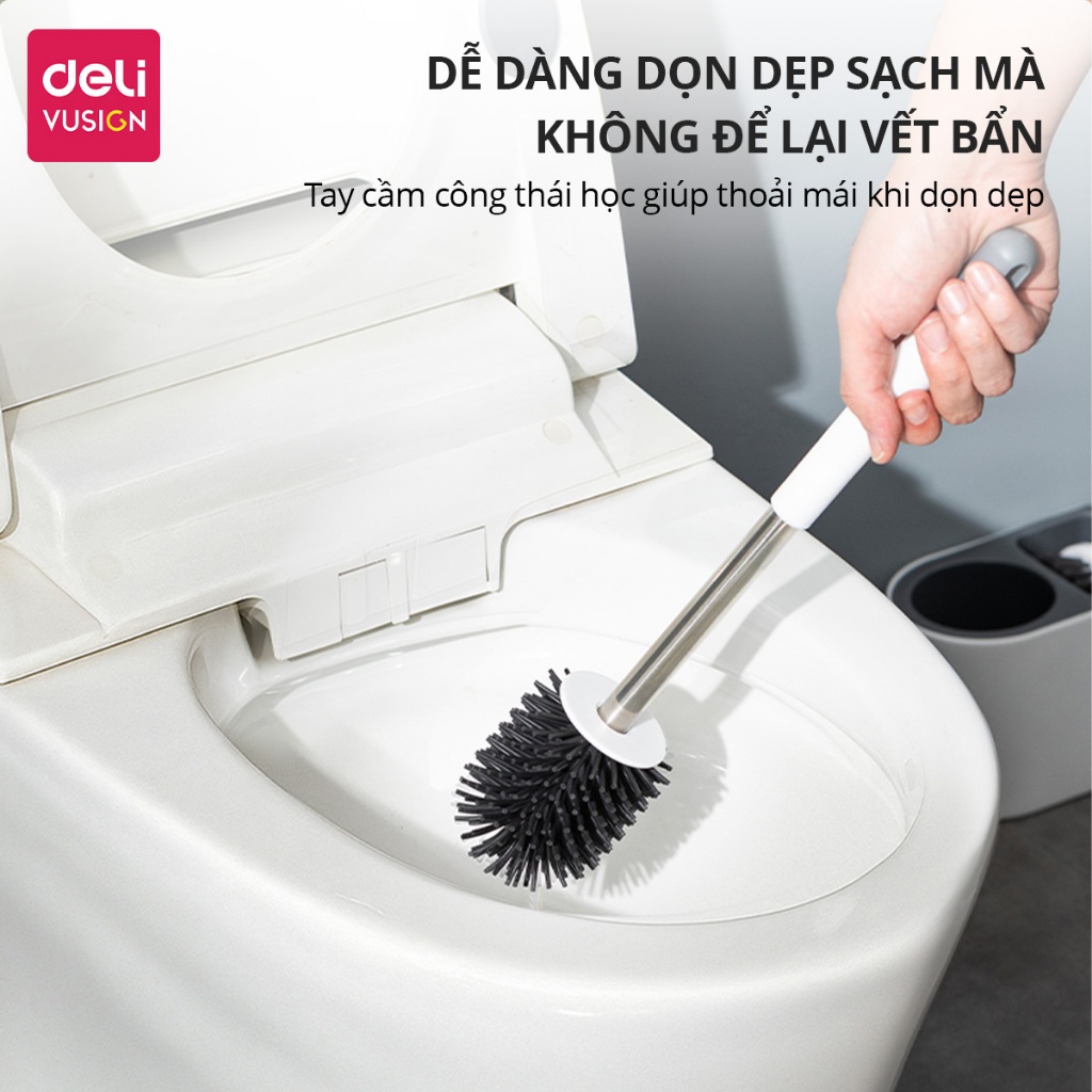 [SVIP] Cọ bồn cầu, cọ toilet nhà vệ sinh 3 trong 1 DelixVusign có thể treo tường, giá đựng tiện lợi