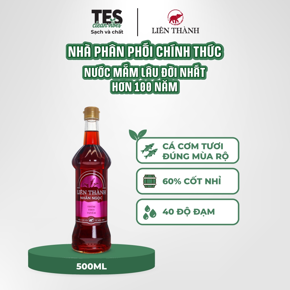 Combo 2 chai Nước mắm Liên Thành Nhãn Ngọc 40 độ đạm 500ml chai thủy tinh giá ưu đãi