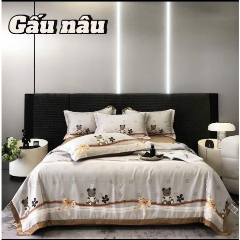 Bộ Chăn Ga Mùa Hè Lụa Thái 4 Món Cao Cấp Họa Tiết Hiện Đại – Mềm Lạnh, Tạo Điểm Nhấn Phòng Ngủ