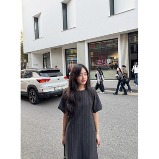 Đầm kẻ sọc to dáng dài tay bồng Ma Vie