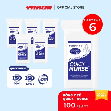 Combo Bông Cuộn Y Tế QUICK-NURSE Bao 100g | Bông Gòn Tự Nhiên, Sơ Cứu Vết Thương Tiêu Chuẩn CGMP