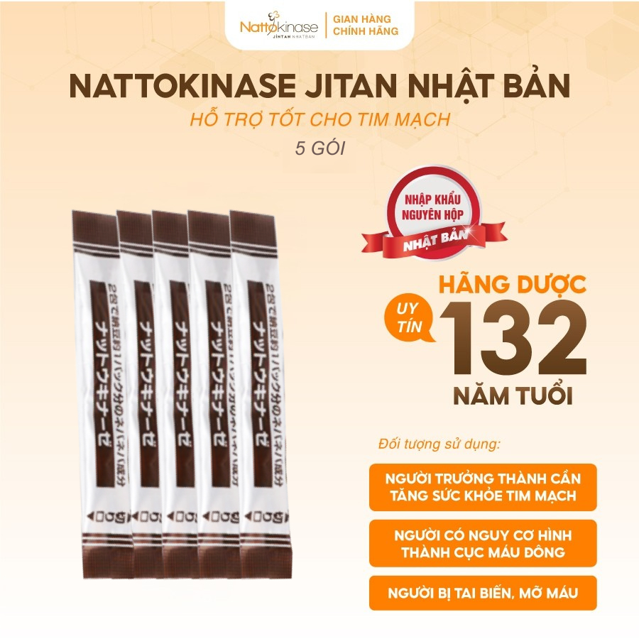 Dành cho người tai biến NATTOKINASE Jintan Nhật Bản, Lẻ 5 gói (không có hộp)