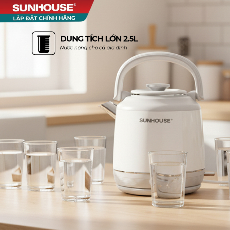 Ấm siêu tốc Inox giữ nhiệt 2.5L SUNHOUSE SHD1392