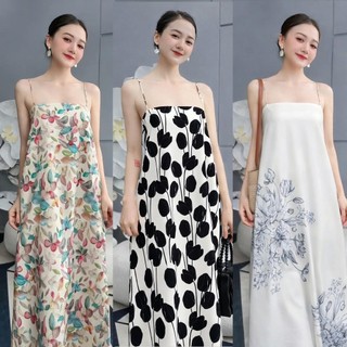 Váy maxi đi biển chụp ảnh dáng chữ A, Đầm suông dáng dài bằng vải cao cấp hoa nhí, Váy hoa nhí đi biển VD01 -BIATON
