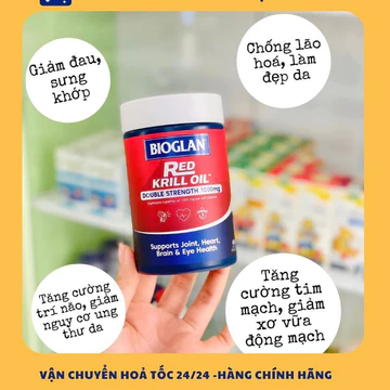 Dầu nhuyễn thể Bioglan Red Krill Oil 1000mg 60 viên của Úc,Wild Krill Healthy care 60 viên, Hàng nội địa Úc, Date xa